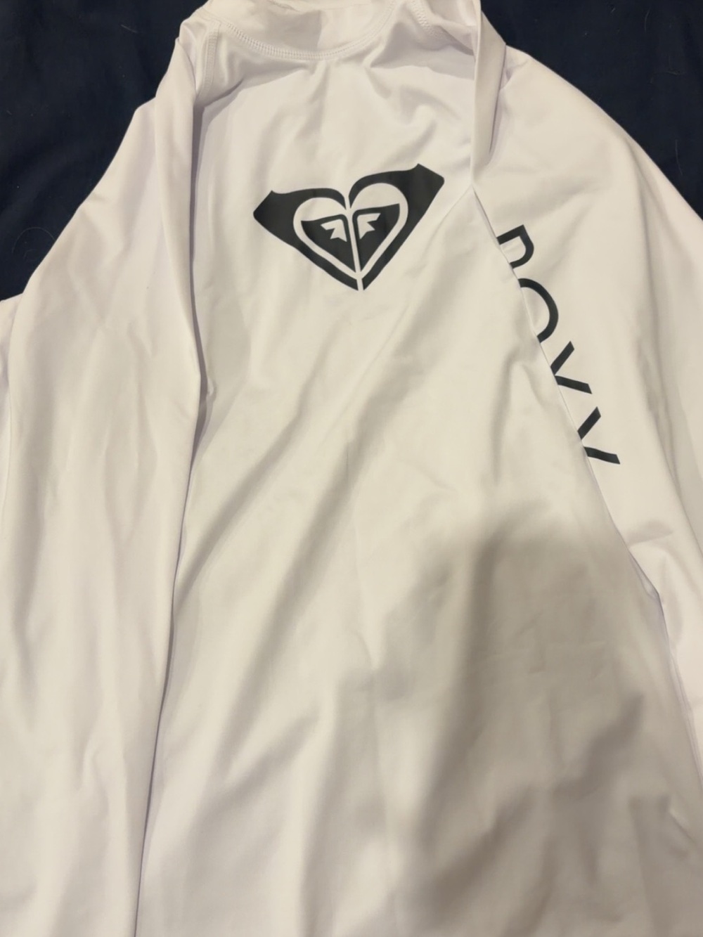 Roxy White Long-Sleeve Rash Guard with Black Logo
